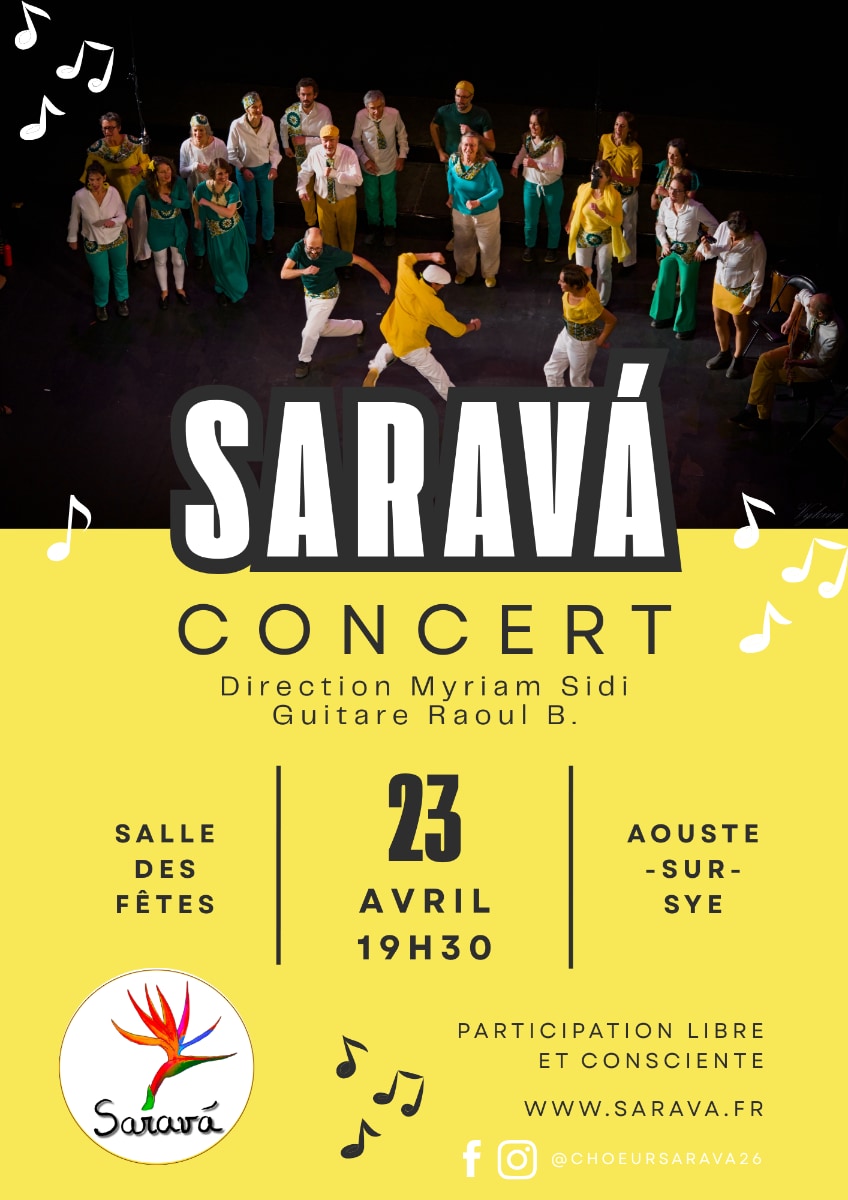 Affiche Concert Saravá 23 avril 2026 - Aouste