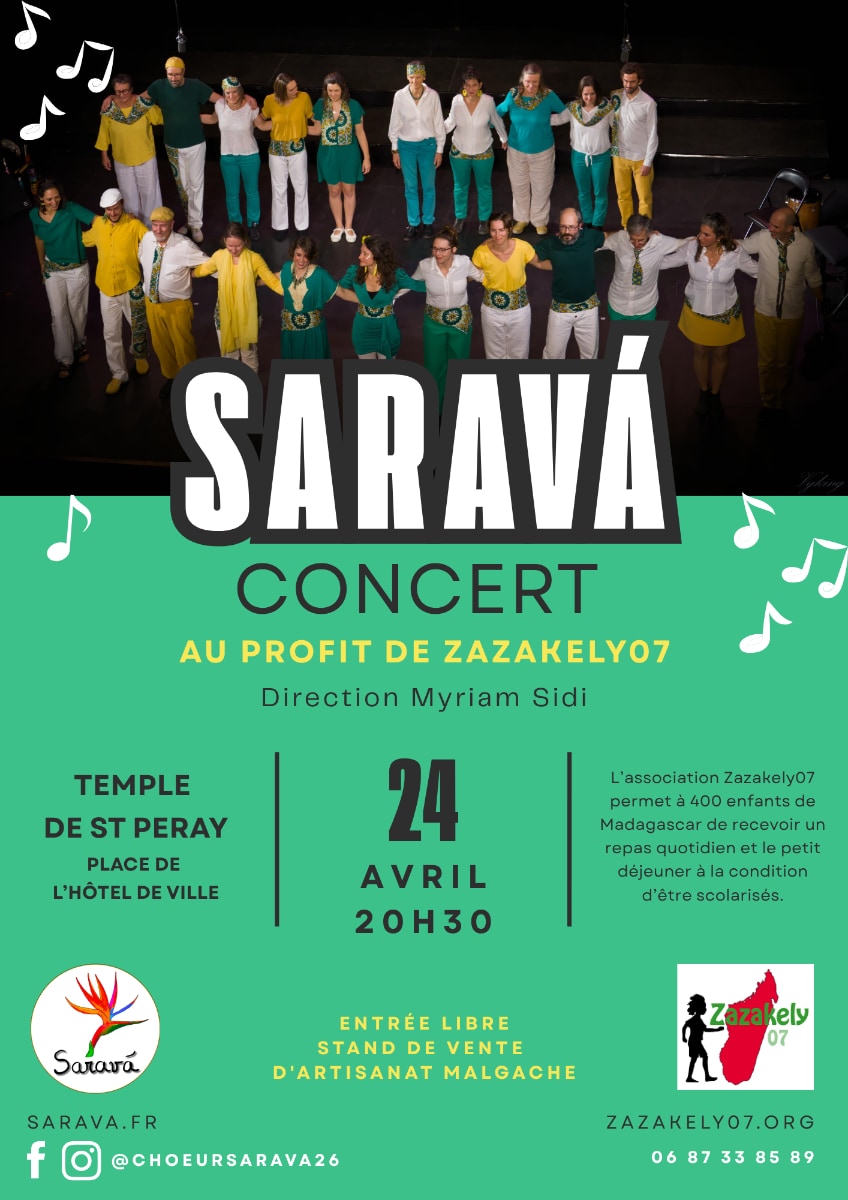 Affiche Concert Saravá 24 avril 2026 Zazakely07